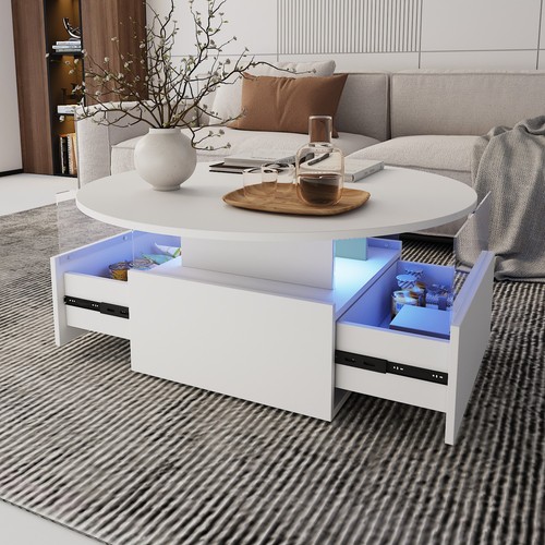 Round led coffee table - round, with