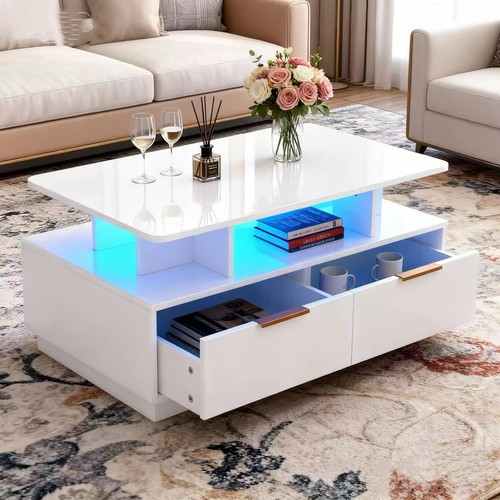 Led coffee table with storage - with,