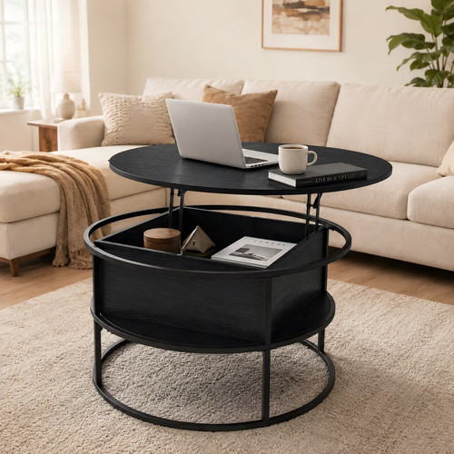 Lift top coffee table round - coffee,